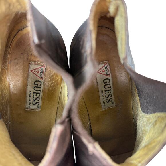 Chelsea Boot Vintage Y2K Size 8.5-9 Heeled Brown Leather Short Ankle Guess Italy - Picture 10 of 10